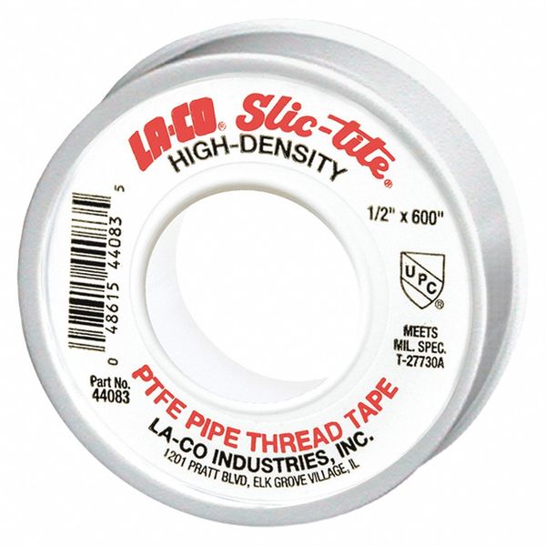 Thread Sealant Tape, PTFE, 600 in. L, White
