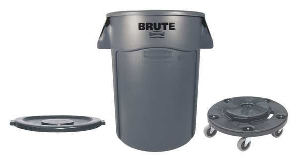 44 gal Round Trash Can, Gray, 24
