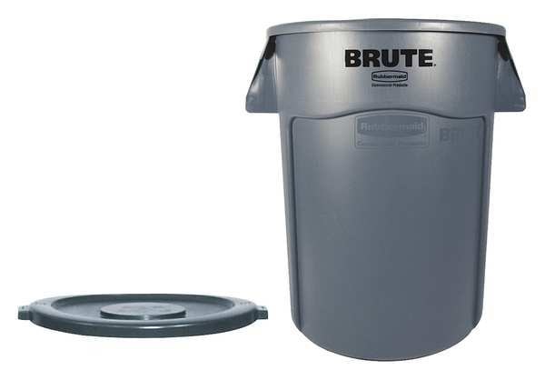 44 gal Round Trash Can, Gray, 24