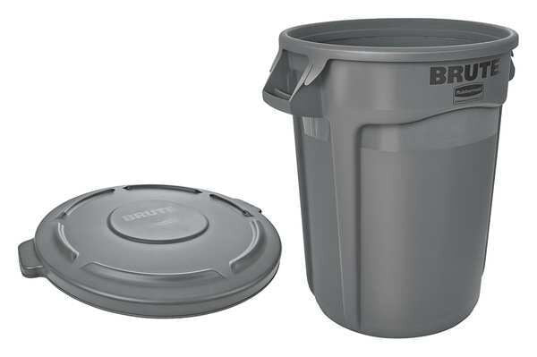 32 gal Round Trash Can, Gray, 22