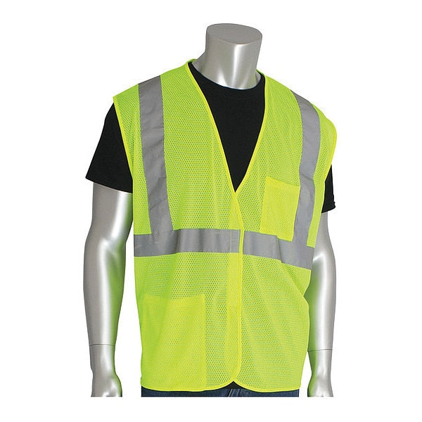 Hi-Visibility Vest, 2 Pockets, Lime Yl, 4XL