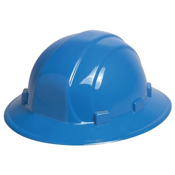 Full Brim Hard Hat, Type 1, Class E, Ratchet (6-Point), Blue