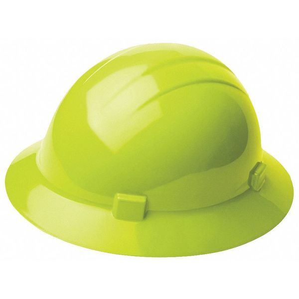 Full Brim Hard Hat, Type 1, Class E, Pinlock (4-Point), Hi-Vis Lime