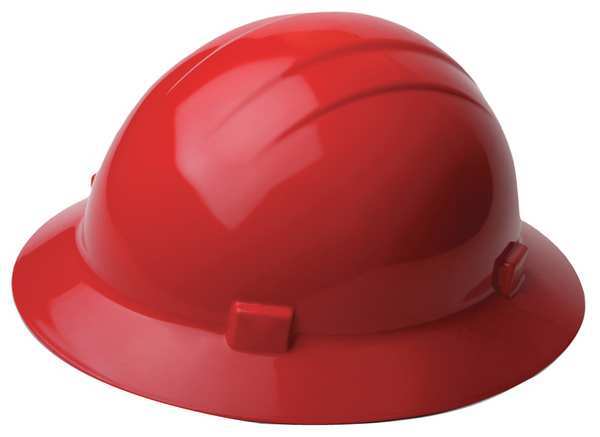 Full Brim Hard Hat, Type 1, Class E, Pinlock (4-Point), Red