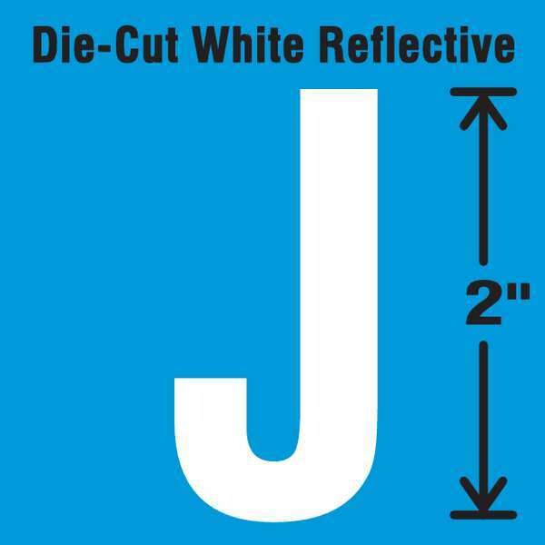 Die-Cut Refl. Letter Label, J, 2In H, PK5