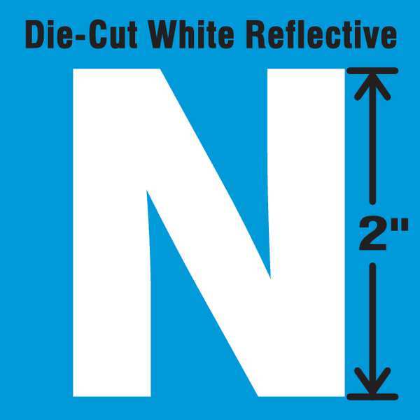 Die-Cut Refl. Letter Label, N, 2In H, PK5