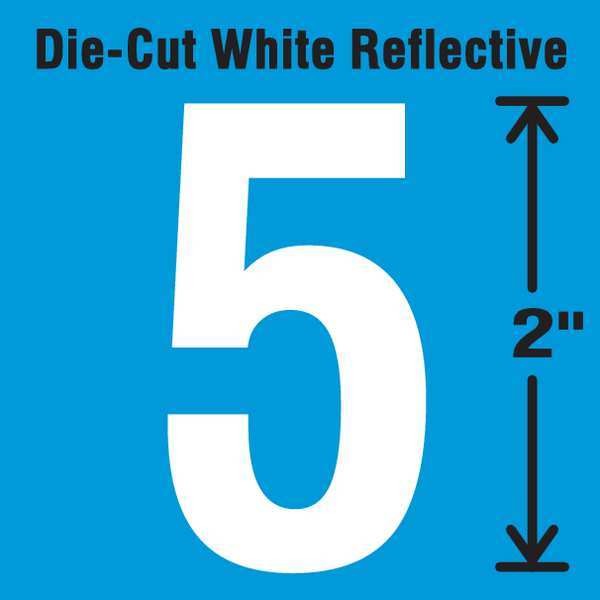 Die-Cut Refl. Number Label, 5, 2In H, PK5