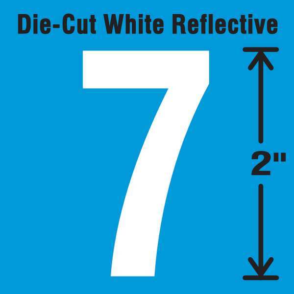 Die-Cut Refl. Number Label, 7, 2In H, PK5