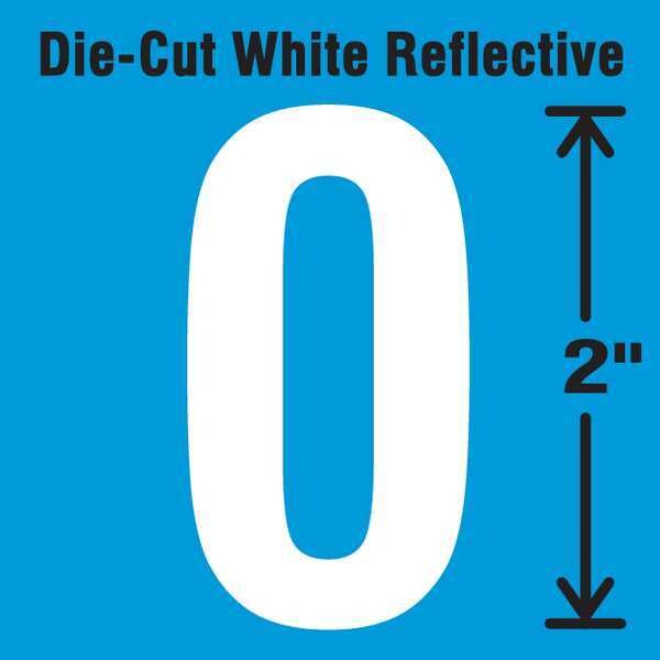Die-Cut Refl. Number Label, 0, 2In H, PK5