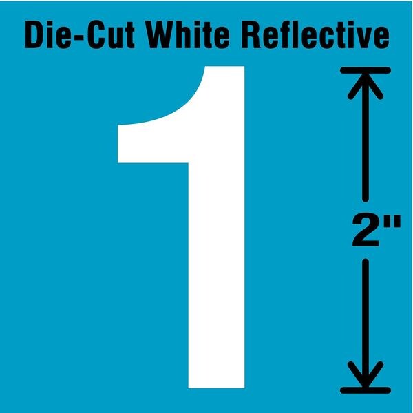 Die-Cut Refl. Number Label, 1, 2In H, PK5