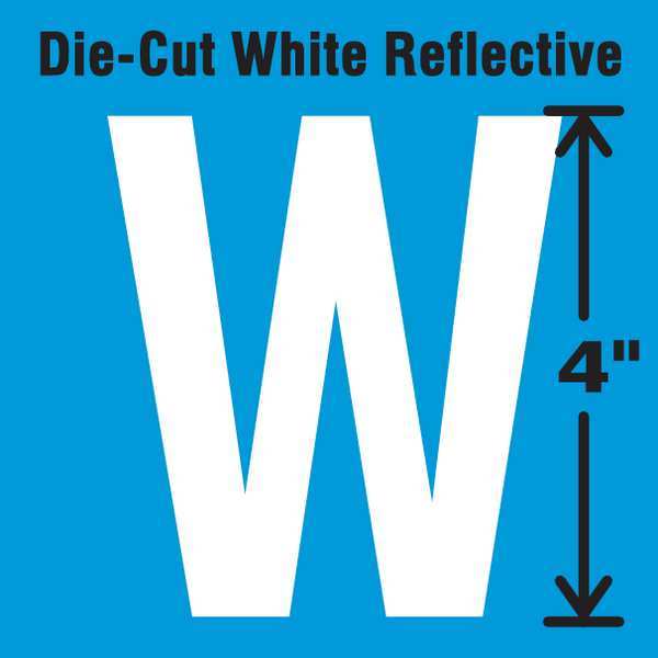 Die-Cut Refl. Letter Label, W, 4In H, PK5