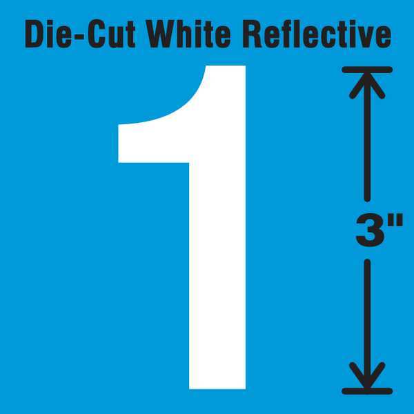 Die-Cut Refl. Number Label, 1, 3In H, PK5