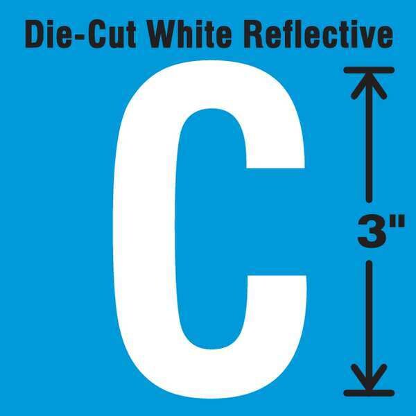 Die-Cut Refl. Letter Label, C, 3In H, PK5