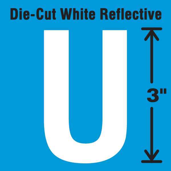 Die-Cut Refl. Letter Label, U, 3In H, PK5