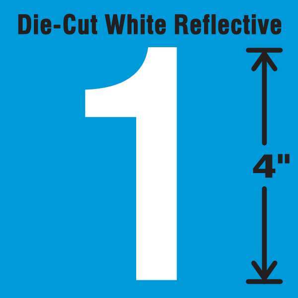 Die-Cut Refl. Number Label, 1, 4In H, PK5