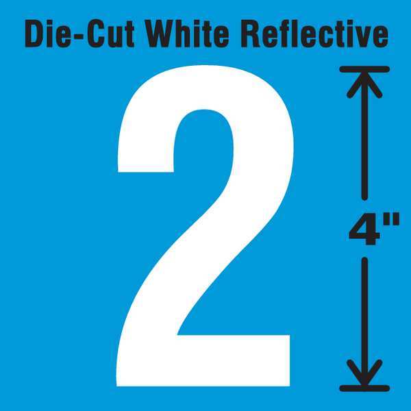 Die-Cut Refl. Number Label, 2, 4In H, PK5