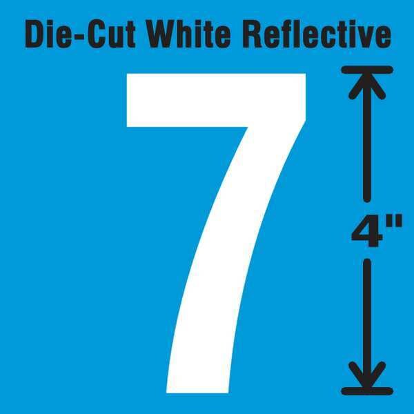 Die-Cut Refl. Number Label, 7, 4In H, PK5