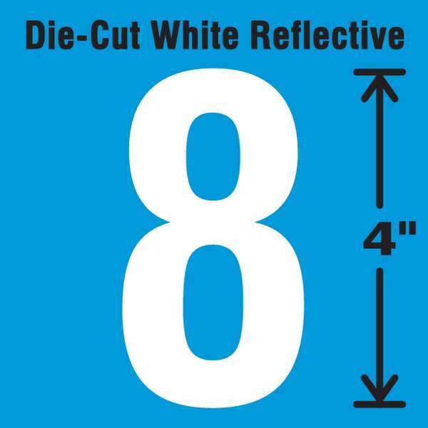 Die-Cut Refl. Number Label, 8, 4In H, PK5
