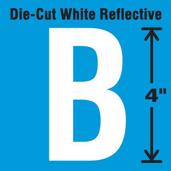 Die-Cut Refl. Letter Label, B, 4In H, PK5