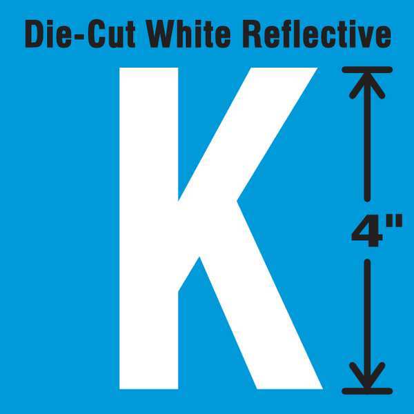 Die-Cut Refl. Letter Label, K, 4In H, PK5
