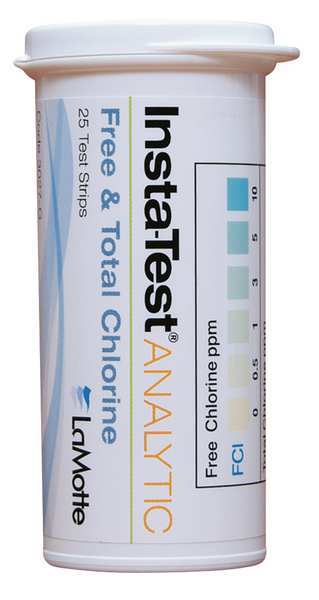 Test Strip, Free/Total Chlorine, 0-10ppm