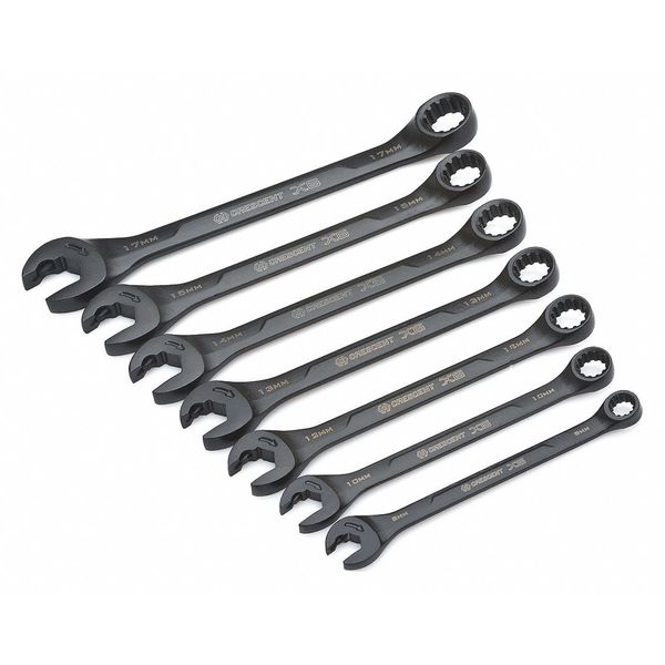 7Pc. X6â¢ Blk Oxide Spline Open End Ratcheting Comb SAE Wrench Set
