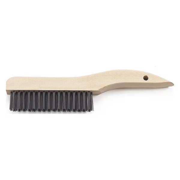 Shoe Handle Wire Scratch Brush, 4-3/4 in L Handle, 5-1/4 in L Brush, Hardwood