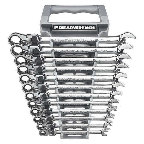 12 Pc. 12 Point XL Locking Flex Head Ratcheting Comb MET Wrench Set
