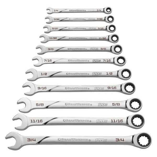 11 Pc. 120XPâ¢ UNV Spline XL Ratcheting Comb SAE Wrench Set