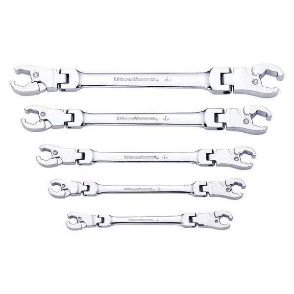 5 Pc. Ratcheting Flex Head Flare Nut SAE Wrench Set