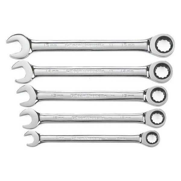 5 Pc. 12 Point Ratcheting Combination Metric Wrench Set