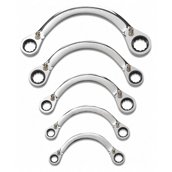 5 Pc. 12 Point REVHalf Moon Double Box Ratcheting MET Wrench Set