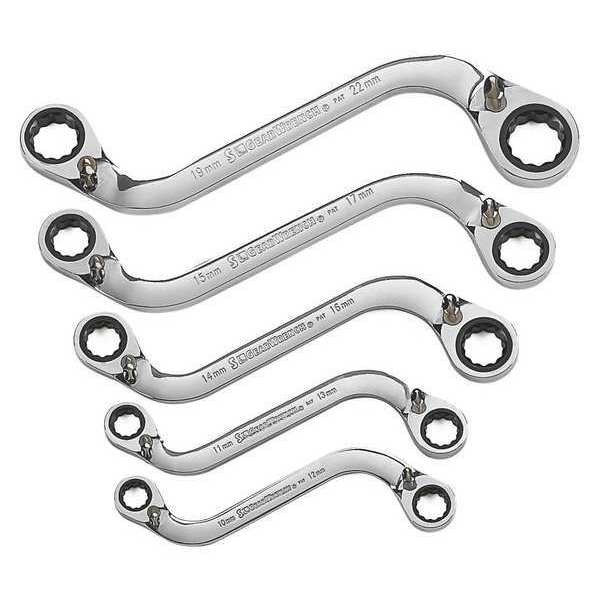 5 Pc. 12 Point Reversible S-Shape Double Box Ratcheting MET Wrench Set