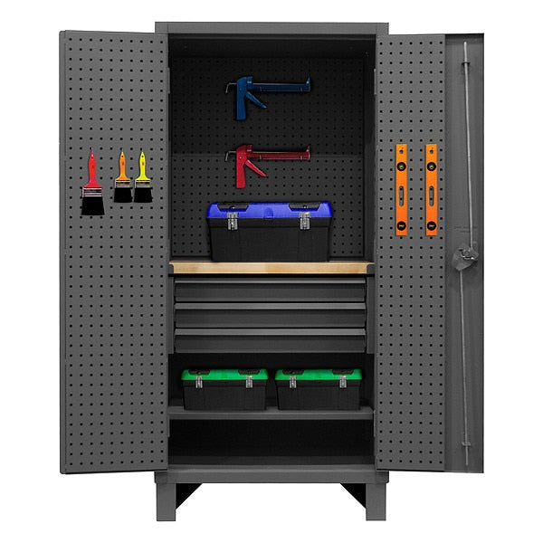 12 ga. ga. Steel Pegboard Storage Cabinet, 36 in W, 78 in H, Stationary