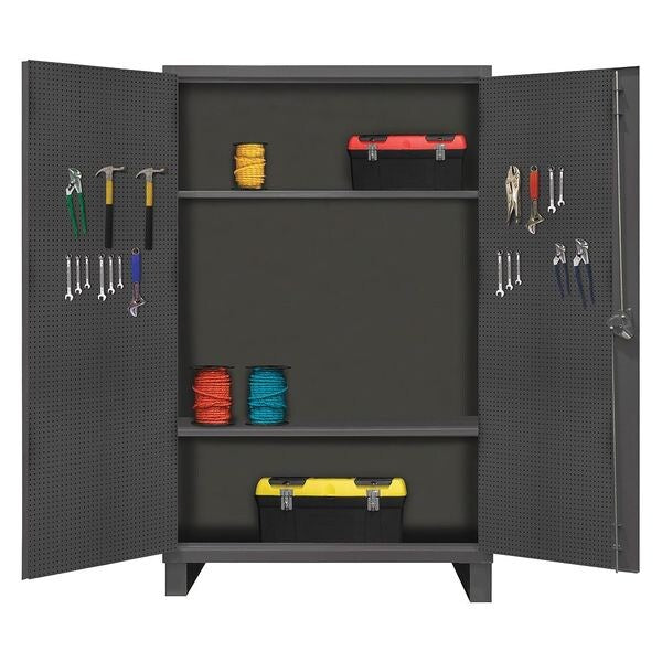 12 ga. ga. Steel Pegboard Storage Cabinet, 48 in W, 78 in H, Stationary