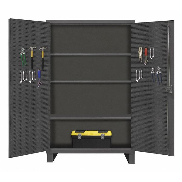 12 ga. Steel Pegboard Storage Cabinet, 60 in W, 78 in H, Stationary