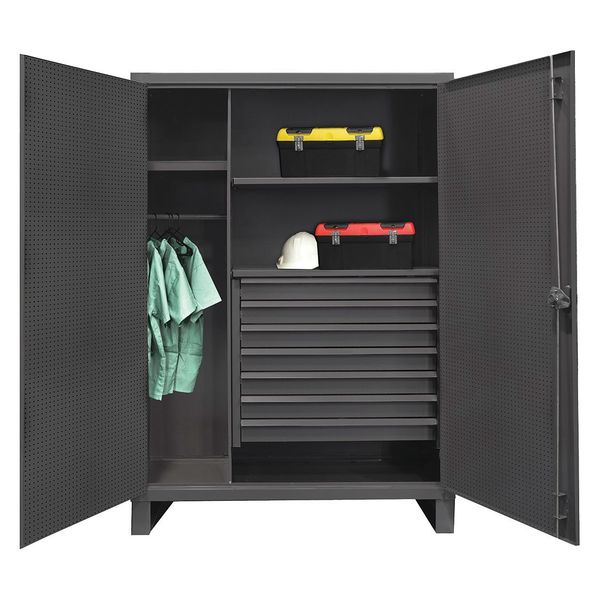 12 ga. ga. Steel Storage Cabinet, 60 in W, 78 in H, Stationary