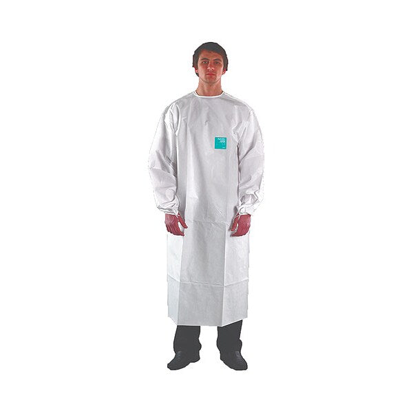 Isolation Gown, 3XL, Wt, Hook-and-Loop, PK50