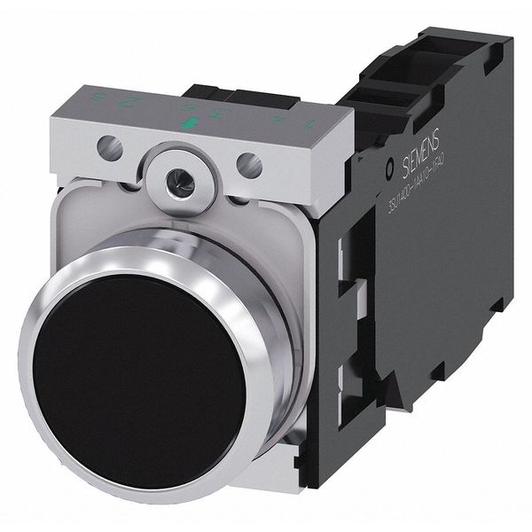 Push Button, 22mm, Black, Metal Bezel