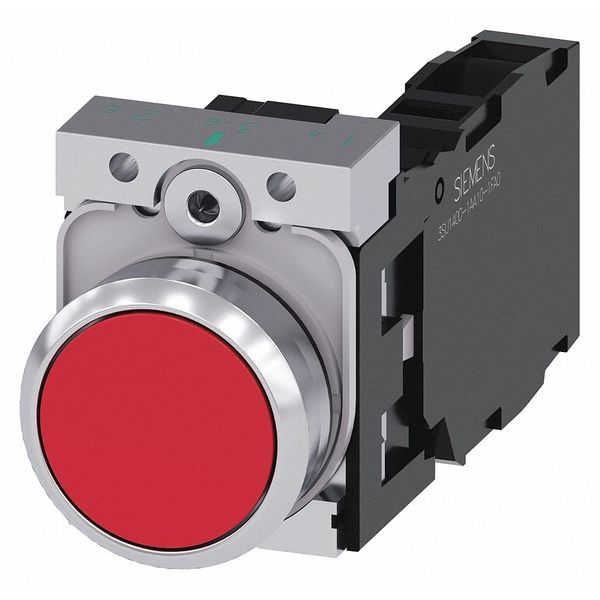 Push Button, 22mm, Red, Metal Bezel
