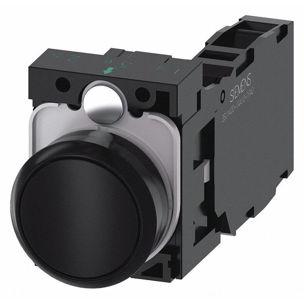 Push Button, 22mm, Black, Plastic Bezel