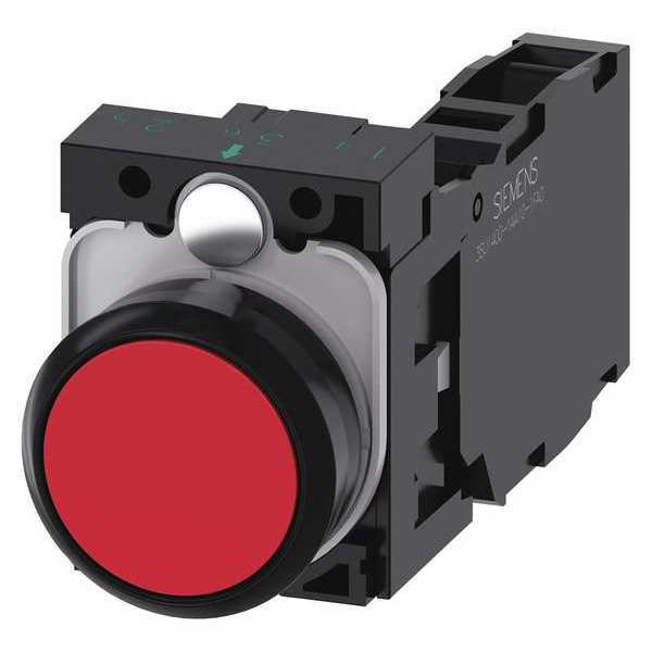 Push Button, 22mm, Red, Plastic Bezel