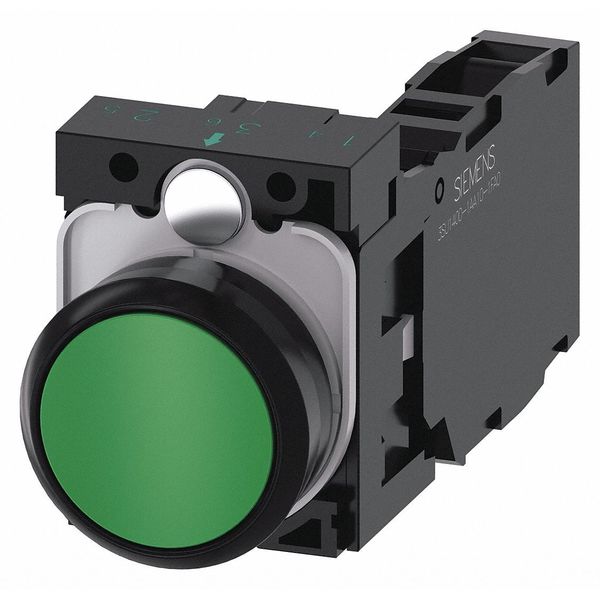 Push Button, 22mm, Green, Plastic Bezel