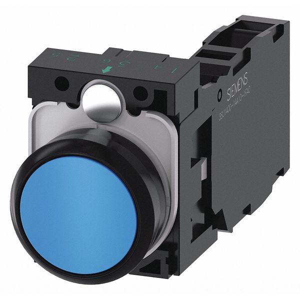 Push Button, 22mm, Blue, Plastic Bezel