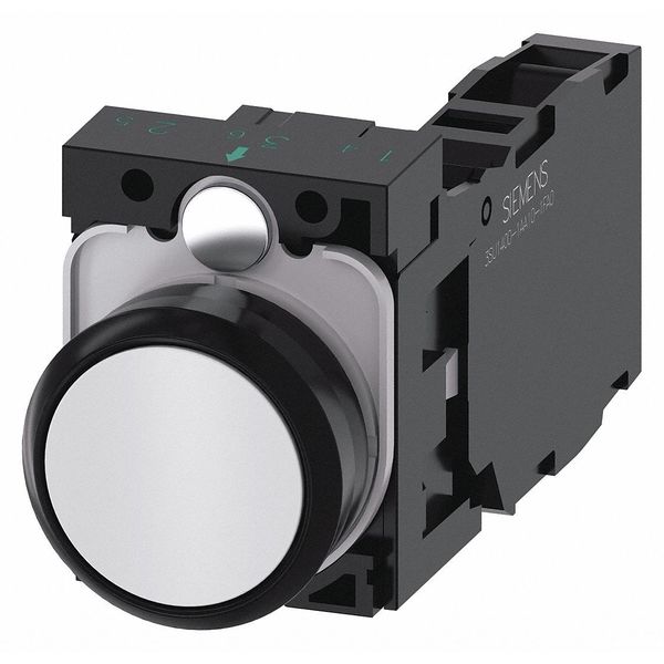 Push Button, 22mm, White, Plastic Bezel