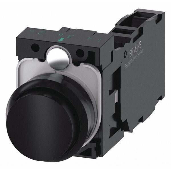 Push Button, 22mm, Black, Plastic Bezel