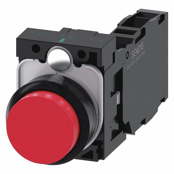 Push Button, 22mm, Red, Plastic Bezel