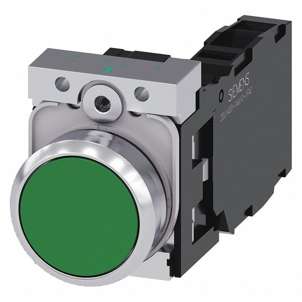 Push Button, 22mm, Green, Metal Bezel