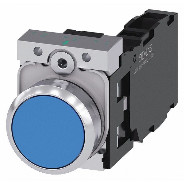 Push Button, 22mm, Blue, Metal Bezel