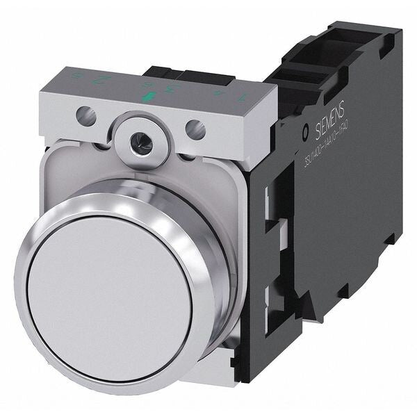 Push Button, 22mm, White, Metal Bezel